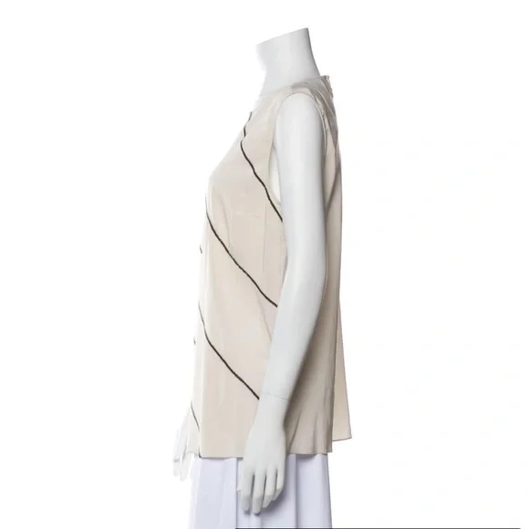BRUNELLO CUCINELLI Monili Accent Silk Tank - LARGE